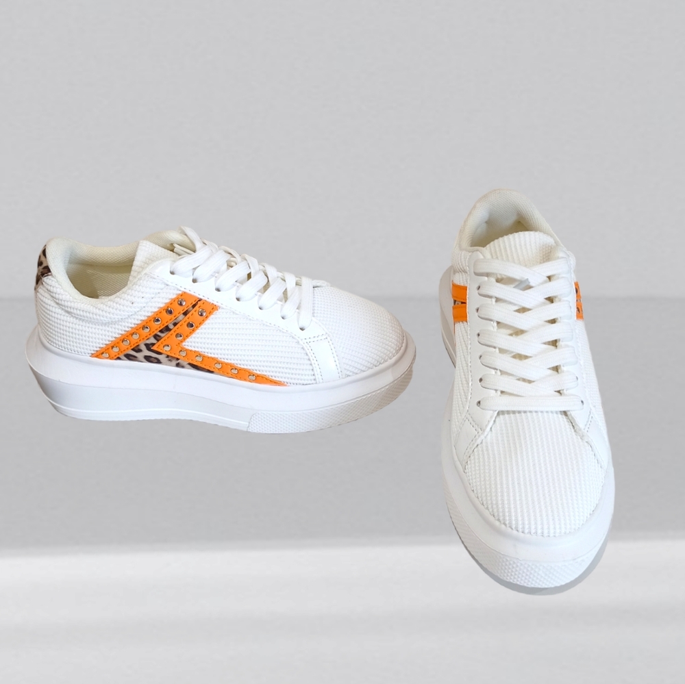 NEW 💐 Cuccoo Leopard Detail Color Block Platform Skate Shoes - Picture 10 of 16